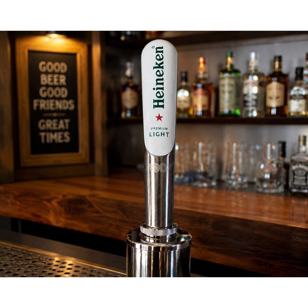 Vintage Heineken Premium Light Beer Tap Handle Draft Keg Knob White & Silver‎